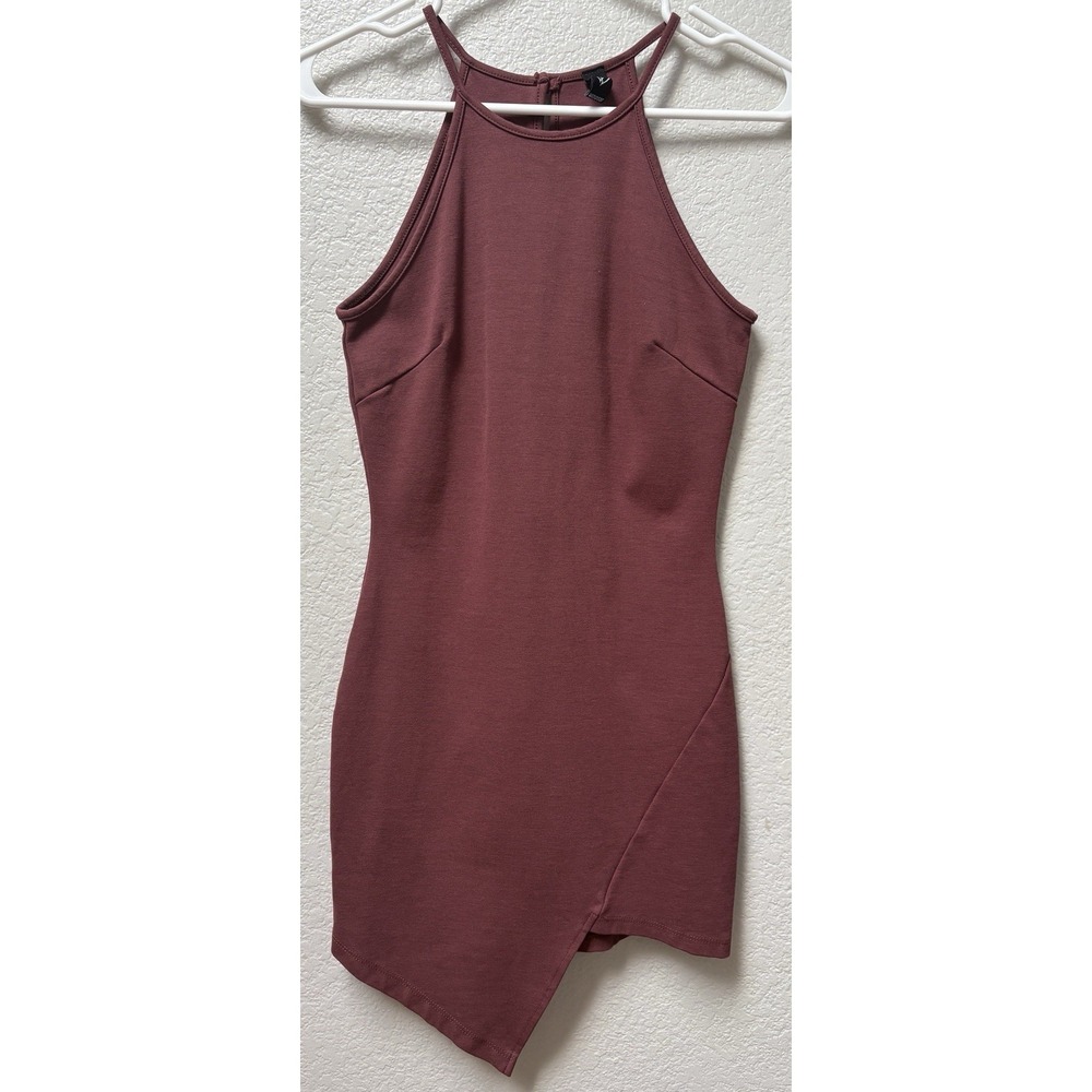 Y2K Windsor Burgundy/mauve Asymmetrical Bodycon Dress Elevated Streetwear Sz S